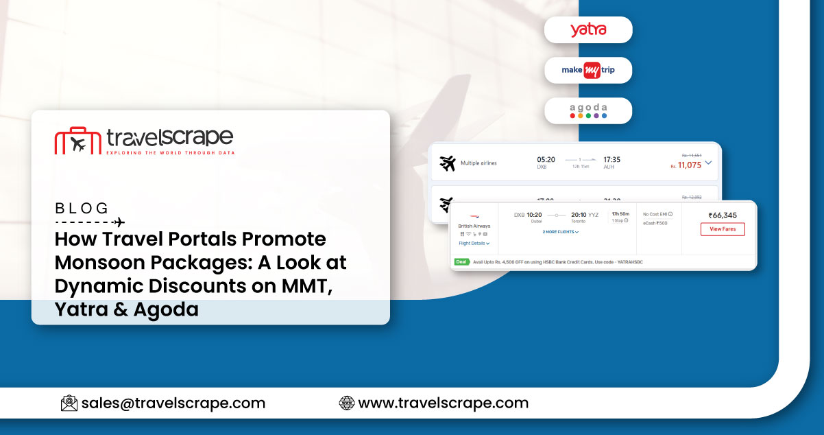 How Travel Portals Promote Monsoon Packages: A Look at Dynamic Discounts on MMT, Yatra & Agoda