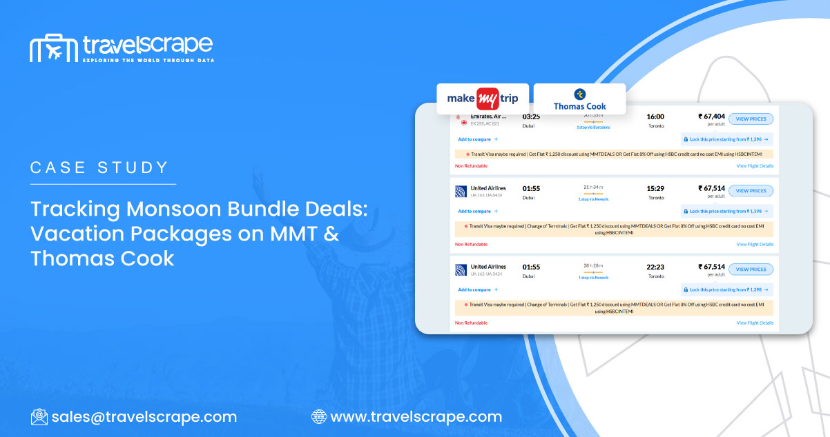 Bundle Deals During Monsoon Season: Price Monitoring of Vacation Packages from MakeMyTrip & Thomas Cook